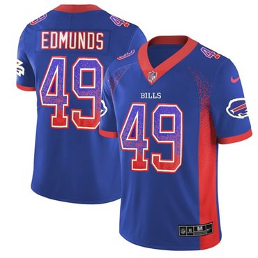 Hunk Wear - Nike Buffalo Bills #49 Tremaine Edmunds Royal Blue Team Color Men's Stitched NFL Limited Rush Drift Fashion Jersey