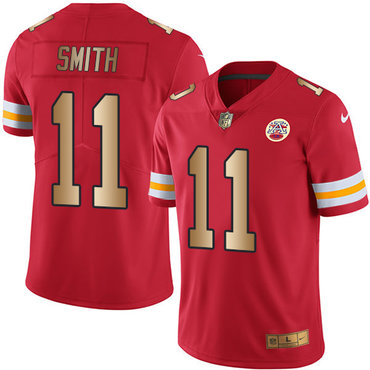 Hunk Wear - Nike Chiefs #11 Alex Smith Red Men's Stitched NFL Limited Gold Rush Jersey