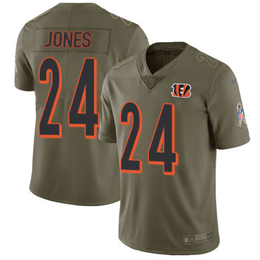 Hunk Wear - Nike Cincinnati Bengals #24 Adam Jones Olive Men’s Stitched NFL Limited 2017 Salute To Service Jersey