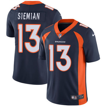 Hunk Wear - Nike Denver Broncos #13 Trevor Siemian Navy Blue Alternate Men's Stitched NFL Vapor Untouchable Limited Jersey