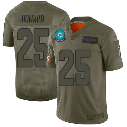 Hunk Wear - Nike Dolphins #25 Xavien Howard Camo Men's Stitched NFL Limited 2019 Salute To Service Jersey