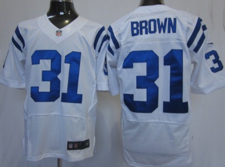 Hunk Wear - Nike Indianapolis Colts #31 Donald Brown White Elite Jersey