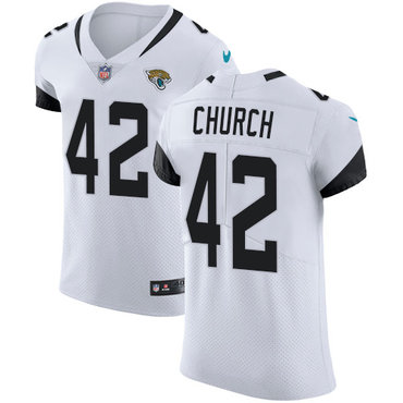 Hunk Wear - Nike Jacksonville Jaguars #42 Barry Church White Men's Stitched NFL Vapor Untouchable Elite Jersey