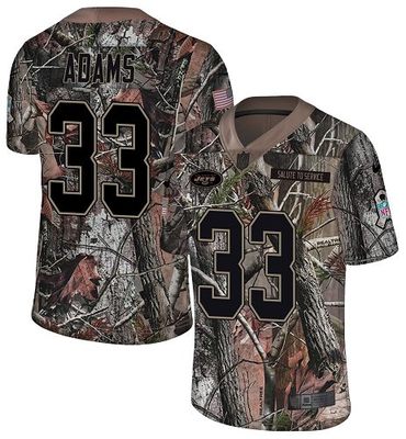 Hunk Wear - Nike Jets #33 Jamal Adams Camo Men's Stitched NFL Limited Rush Realtree Jersey