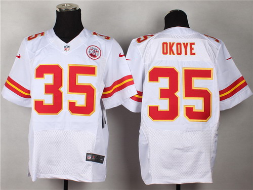 Hunk Wear - Nike Kansas City Chiefs #35 Christian Okoye White Elite Jersey