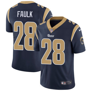 Hunk Wear - Nike Los Angeles Rams #28 Marshall Faulk Navy Blue Team Color Men's Stitched NFL Vapor Untouchable Limited Jersey