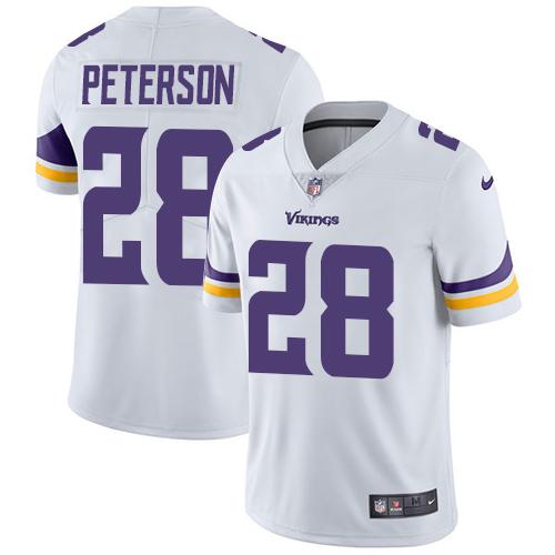 Hunk Wear - Nike Minnesota Vikings #28 Adrian Peterson White Men's Stitched NFL Vapor Untouchable Limited Jersey