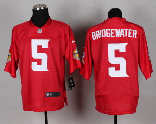 Hunk Wear - Nike Minnesota Vikings #5 Teddy Bridgewater 2014 QB Red Elite Jersey