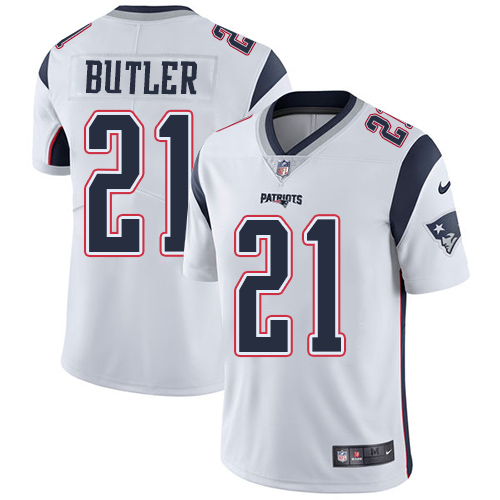 Hunk Wear - Nike New England Patriots #21 Malcolm Butler White Men's Stitched NFL Vapor Untouchable Limited Jersey
