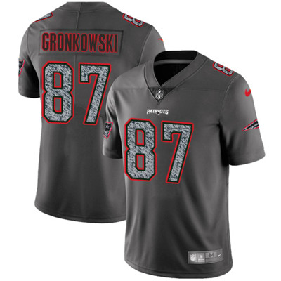 Hunk Wear - Nike New England Patriots #87 Rob Gronkowski Gray Static Men's NFL Vapor Untouchable Game Jersey