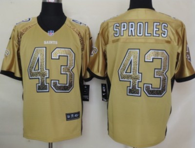 Hunk Wear - Nike New Orleans Saints #43 Darren Sproles Drift Fashion Gold Elite Jersey