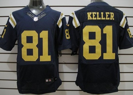 Hunk Wear - Nike New York Jets #81 Dustin Keller Navy Blue Elite Jersey