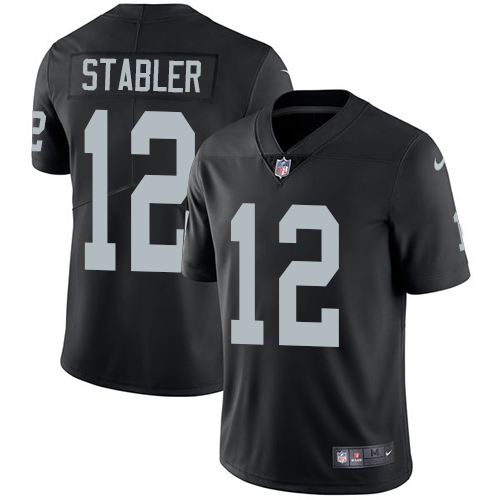 Hunk Wear - Nike Oakland Raiders #12 Kenny Stabler Black Team Color Men's Stitched NFL Vapor Untouchable Limited Jersey