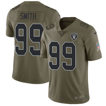 Hunk Wear - Nike Oakland Raiders #99 Aldon Smith Olive Men's Stitched NFL Limited 2017 Salute To Service Jersey