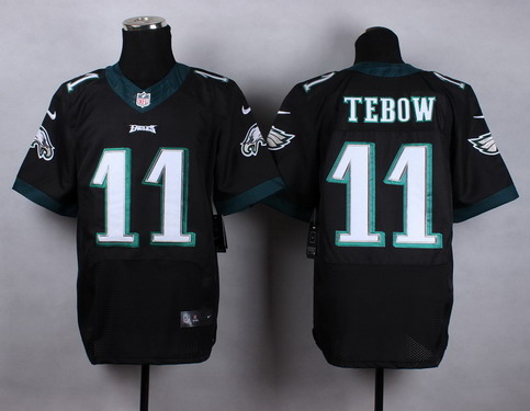 Hunk Wear - Nike Philadelphia Eagles #11 Tim Tebow Black Elite Jersey