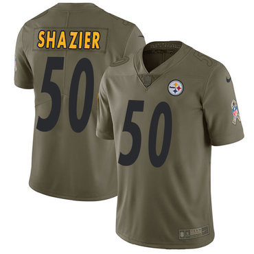 Hunk Wear - Nike Pittsburgh Steelers #50 Ryan Shazier Olive Men's Stitched NFL Limited 2017 Salute to Service Jersey