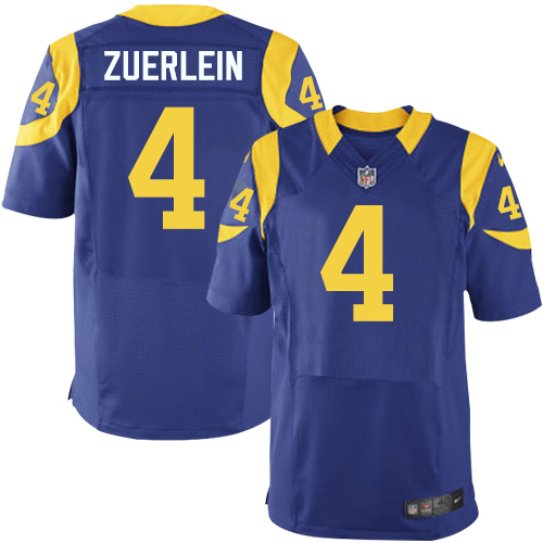 Hunk Wear - Nike Rams #4 Greg Zuerlein Royal Blue Alternate Men's Stitched NFL Elite Jersey