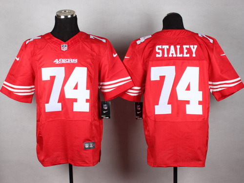 Hunk Wear - Nike San Francisco 49ers #74 Joe Staley Red Elite Jersey