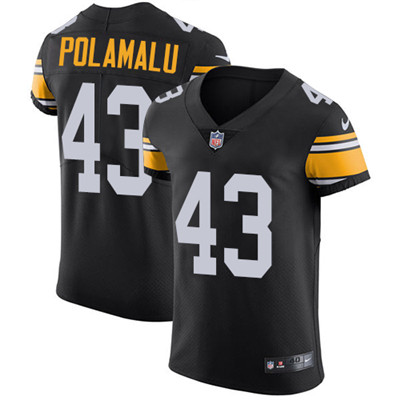 Hunk Wear - Nike Steelers #43 Troy Polamalu Black Alternate Men's Stitched NFL Vapor Untouchable Elite Jersey