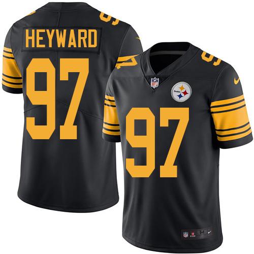 Hunk Wear - Nike Steelers #97 Cameron Heyward Black Men's Stitched NFL Limited Rush Jersey