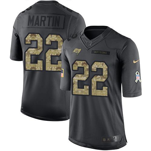 Hunk Wear - Nike Tampa Bay Buccaneers #22 Doug Martin Black Men's Stitched NFL Limited 2016 Salute to Service Jersey