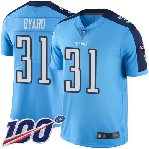 Hunk Wear - Nike Titans #31 Kevin Byard Light Blue Menâ€™s Stitched NFL Limited Rush 100th Season Jersey