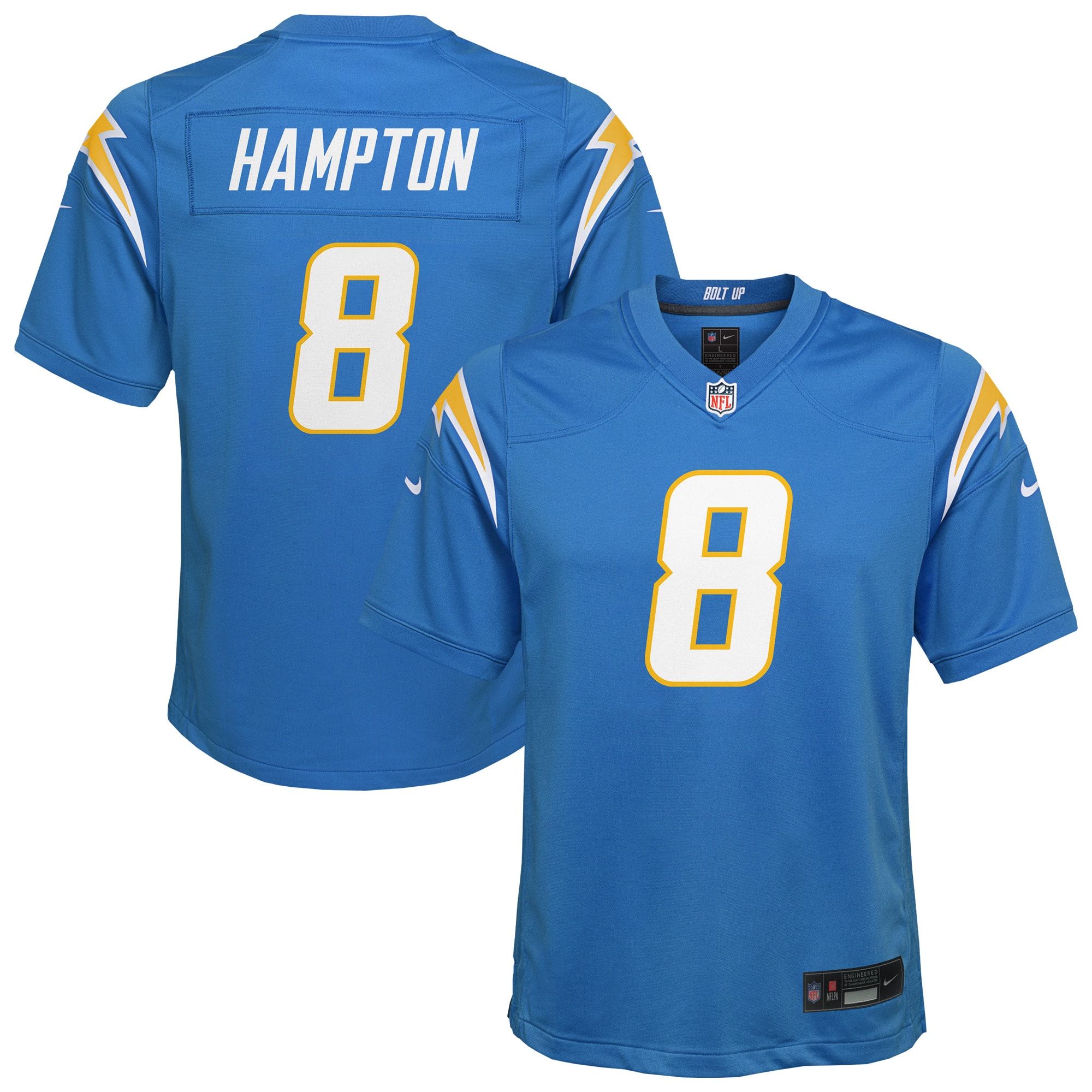 Hunk Wear - Omarion Hampton Los Angeles Chargers Nike Youth Team Game Jersey ' Powder Blue