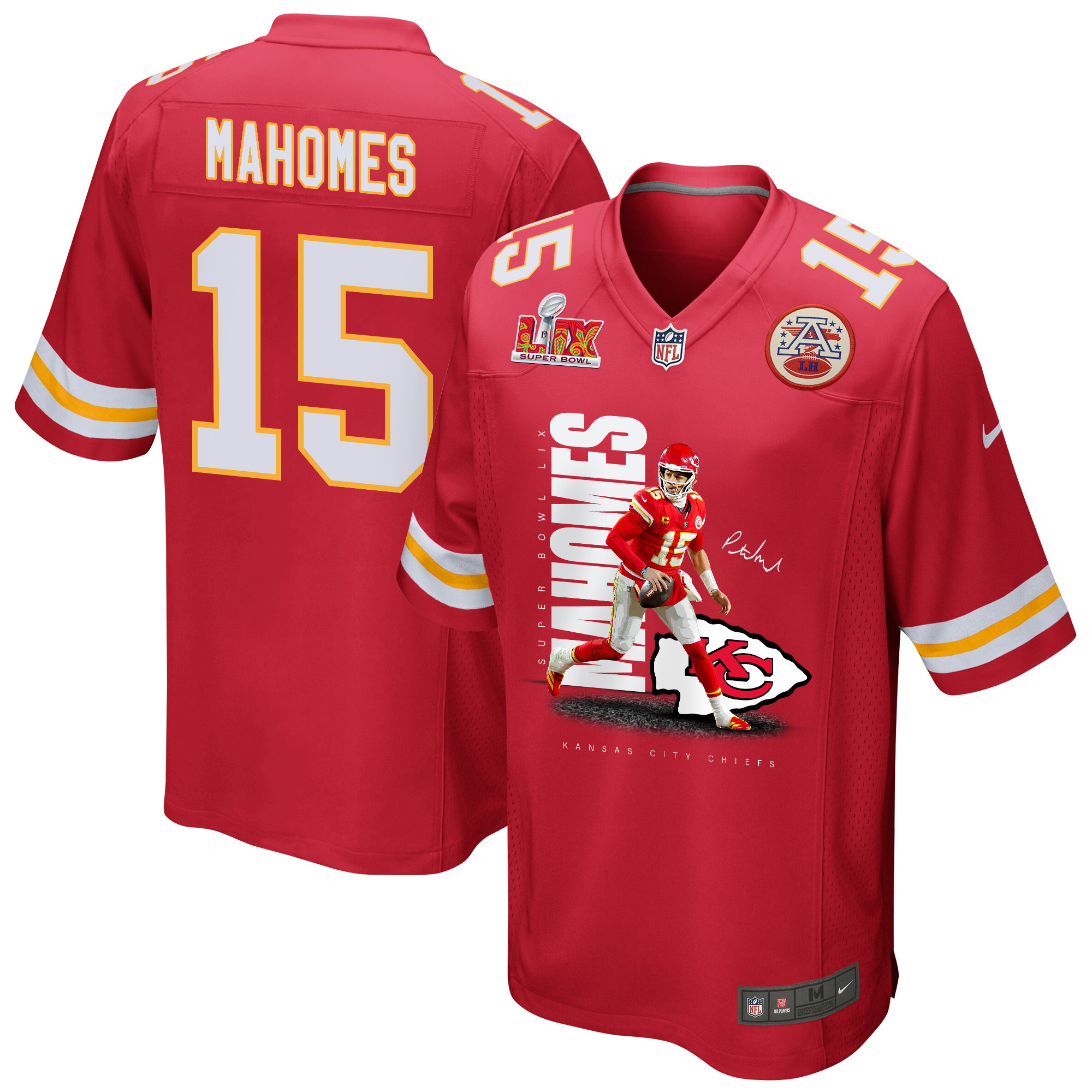 Hunk Wear - Patrick Mahomes 15 Kansas City Chiefs Showtime Game Men Jersey ' Red