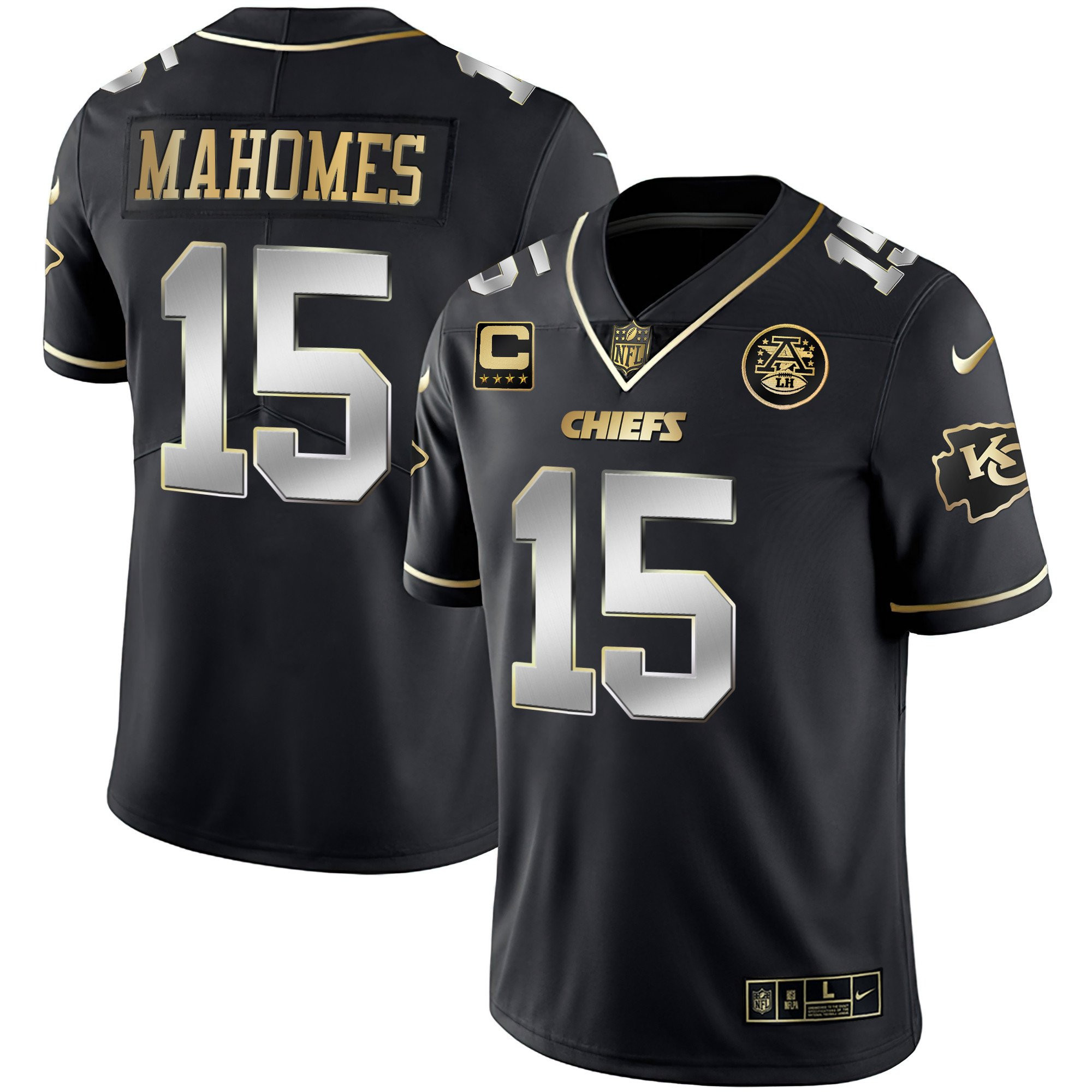 Hunk Wear - Patrick Mahomes Men's Kansas City Chiefs Vapor Black Red Gold Limited Black Limited Jersey