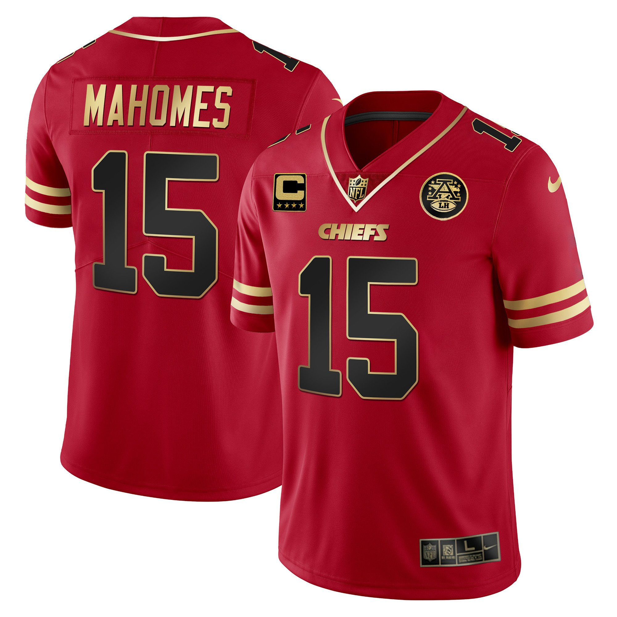 Hunk Wear - Patrick Mahomes Men's Kansas City Chiefs Vapor Black Red Gold Limited Black Red Jersey