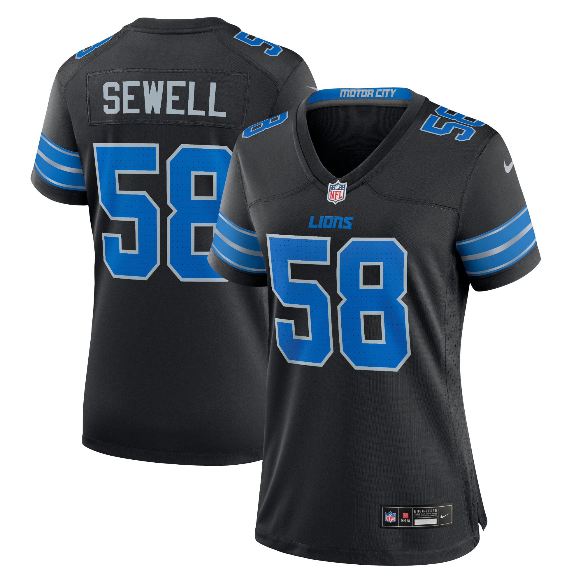 Hunk Wear - Penei Sewell Detroit Lions Nike Womenâ€™s 2nd Alternate Game Jersey ' Black