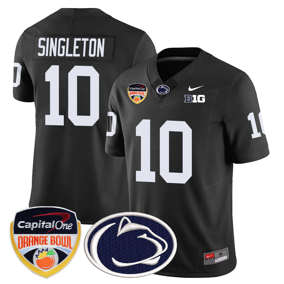 Hunk Wear - Penn State Nittany Lions 2024 Orange Bowl Jersey ' All Stitched ' Black ' Nicholas Singleton Jersey