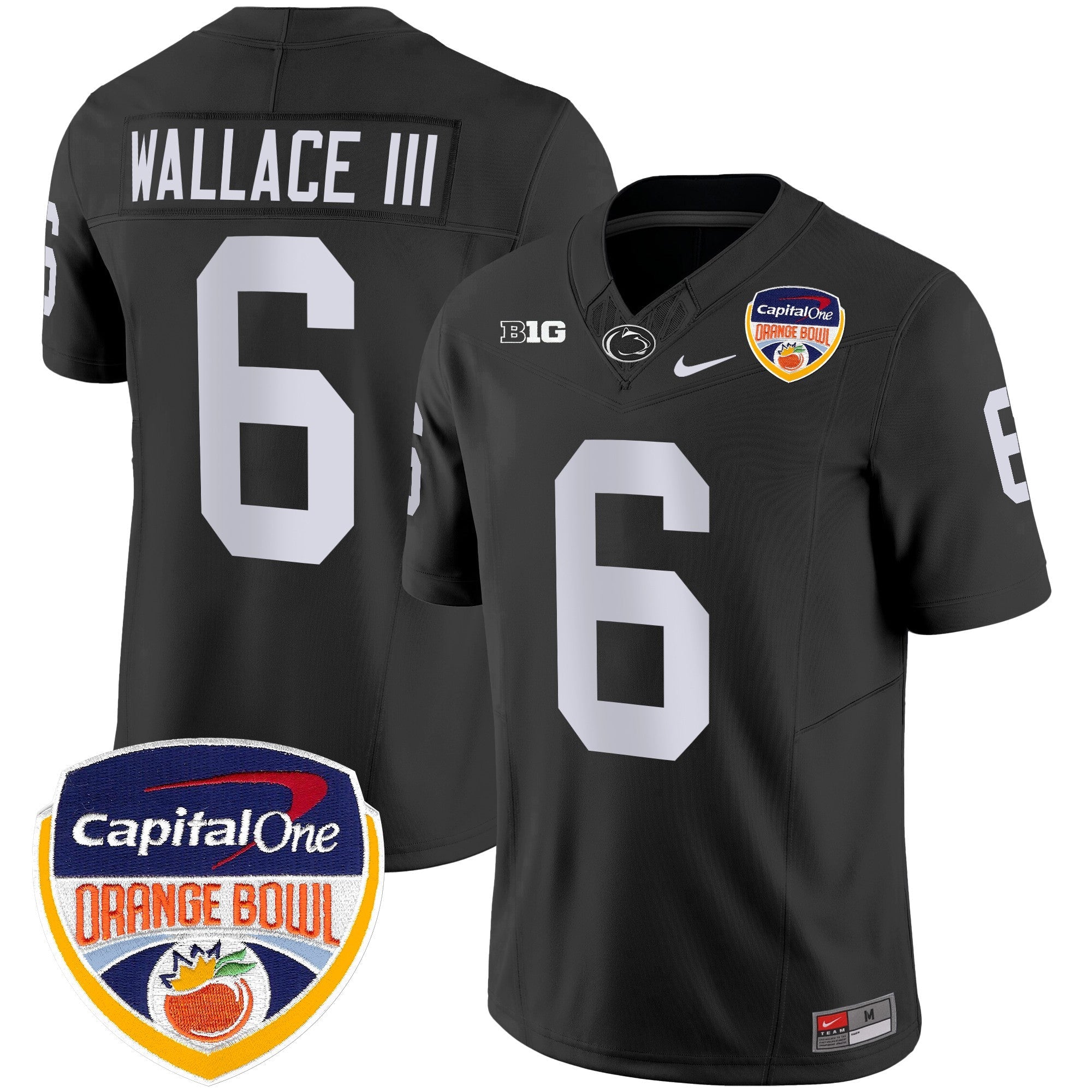 Hunk Wear - Penn State Nittany Lions Orange Bowl Patch Vapor Limited Jersey â€“ All Stitched â€“ Black â€“ Harrison Wallace III Jersey