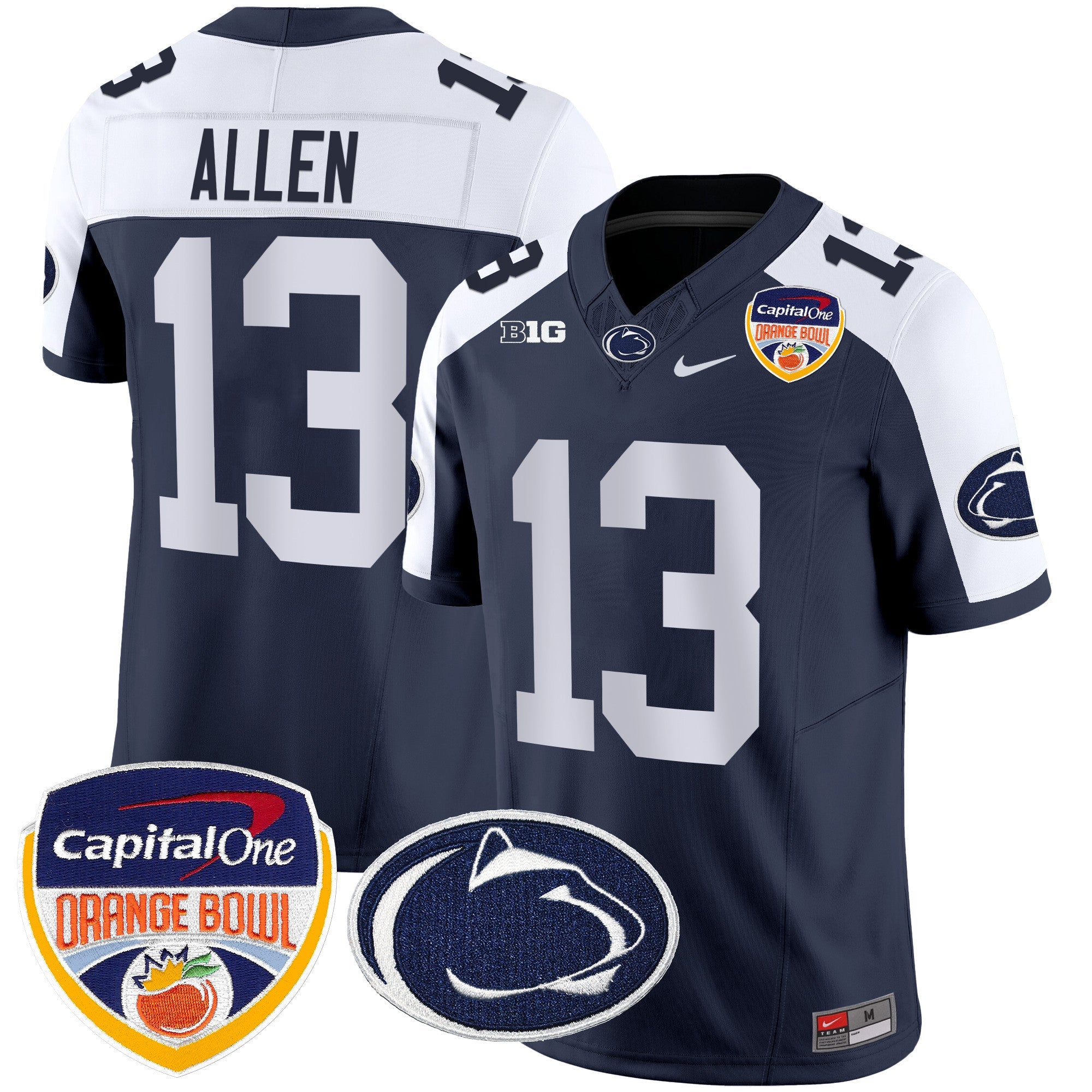 Hunk Wear - Penn State Nittany Lions Orange Bowl Patch Vapor Limited Jersey â€“ All Stitched â€“ Navy Alternate â€“ Kaytron Allen Jersey