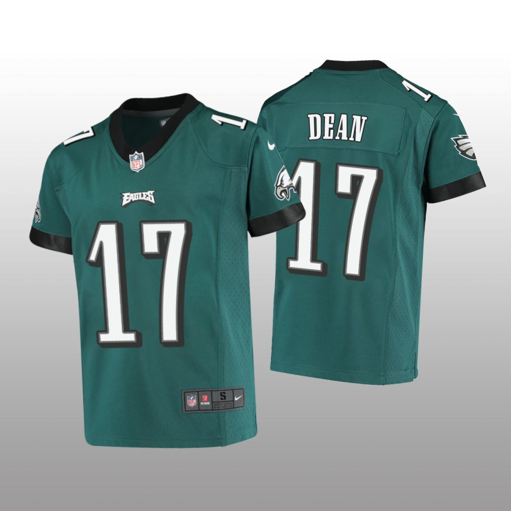 Hunk Wear - Philadelphia Eagles Nakobe Dean Midnight Green Jersey Game - Youth