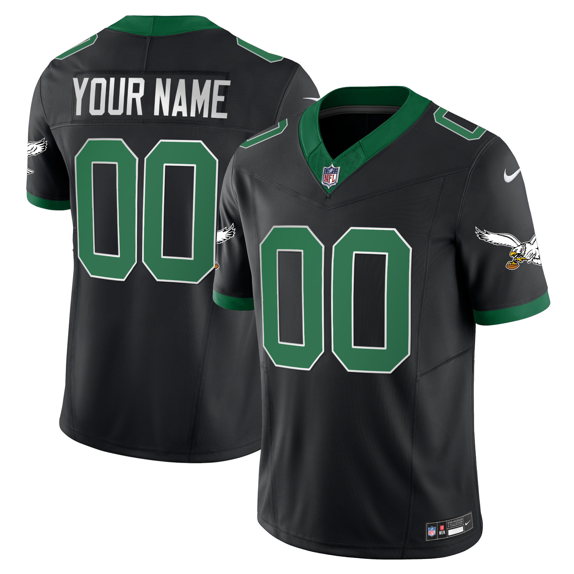 Hunk Wear - Philadelphia Eagles Throwback Kelly Vapor Limited Custom Kelly Black Jersey