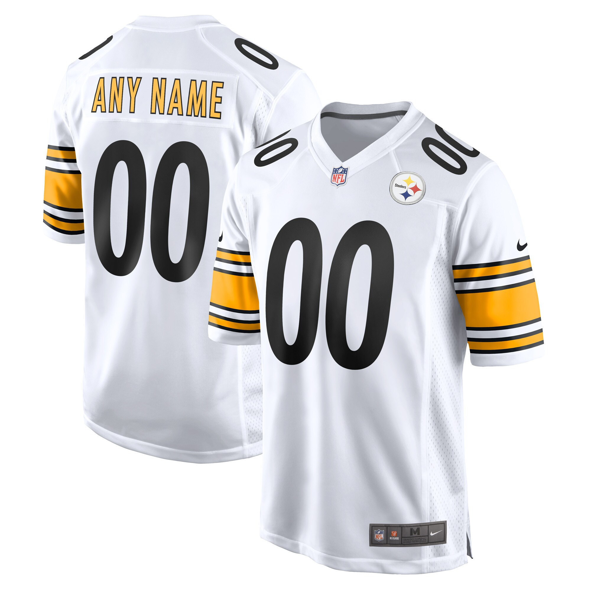 Hunk Wear - Pittsburgh Steelers Game White and Game Back Custom Name and Number Jersey
