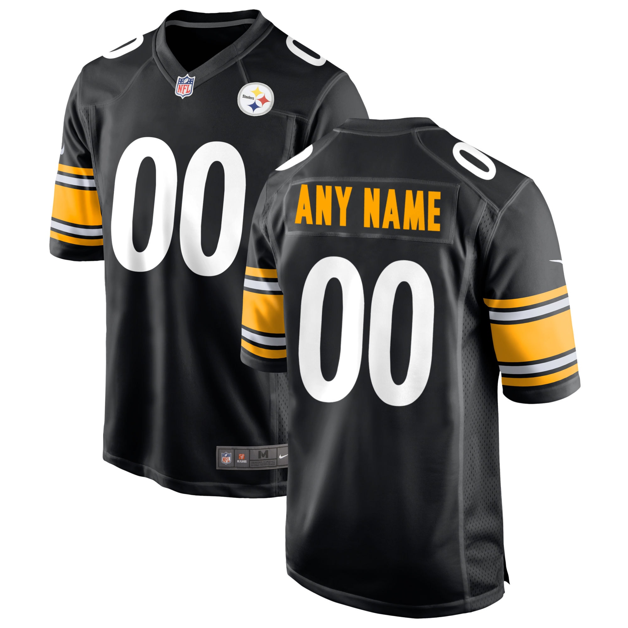 Hunk Wear - Pittsburgh Steelers Nike Custom Game Jersey Black