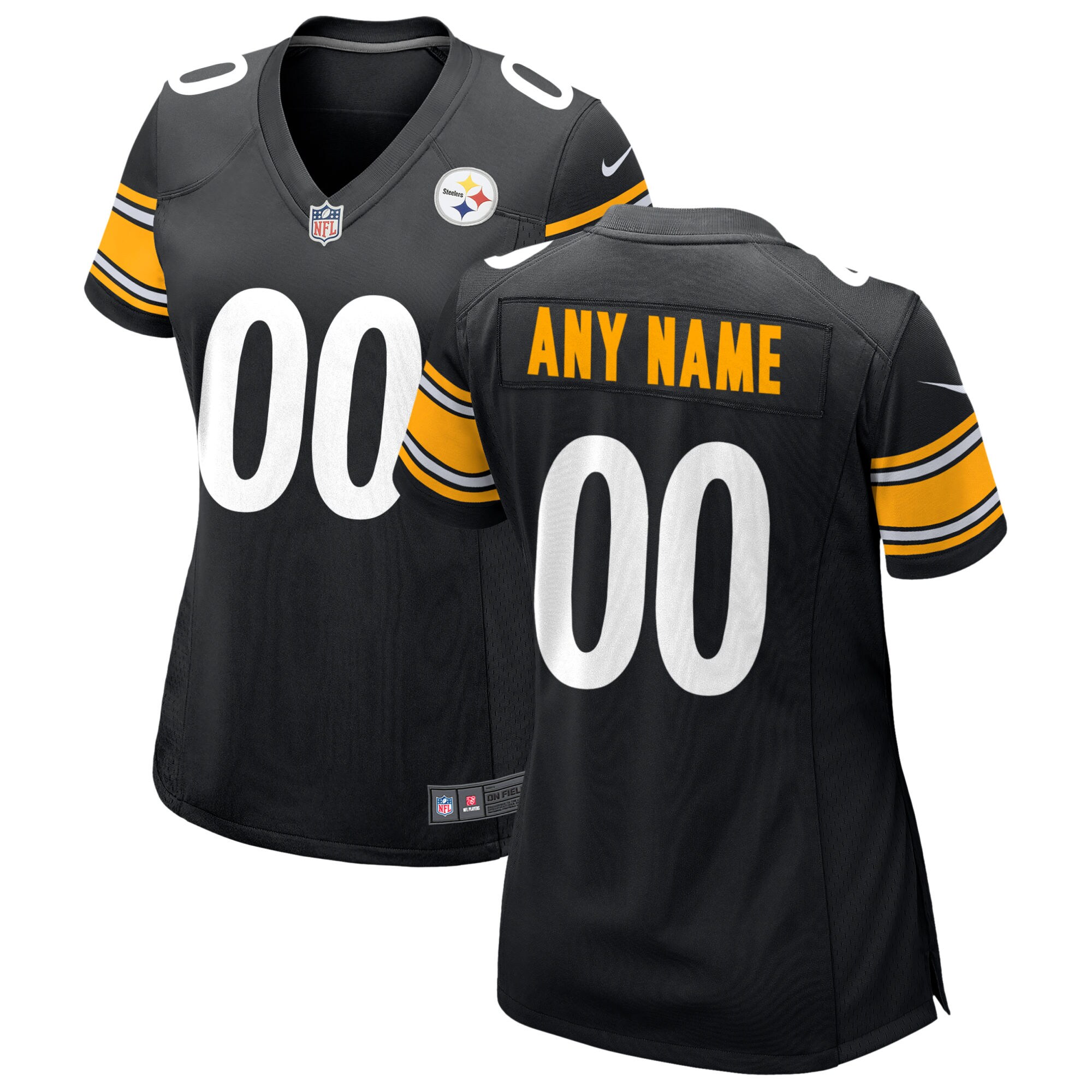 Hunk Wear - Pittsburgh Steelers Nike Women’s Custom Game Jersey – Black