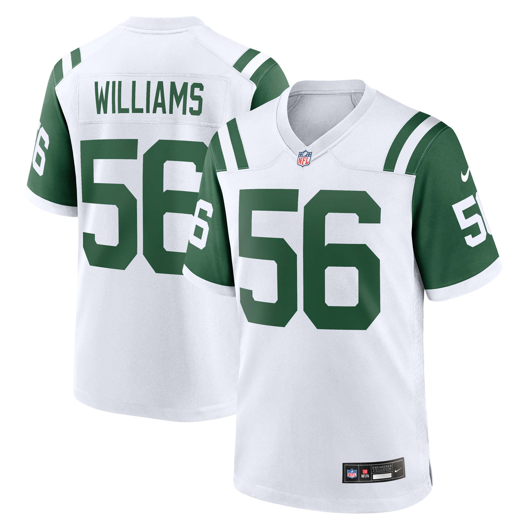 Hunk Wear - Quincy Williams New York Jets Nike Alternate Game Jersey – White