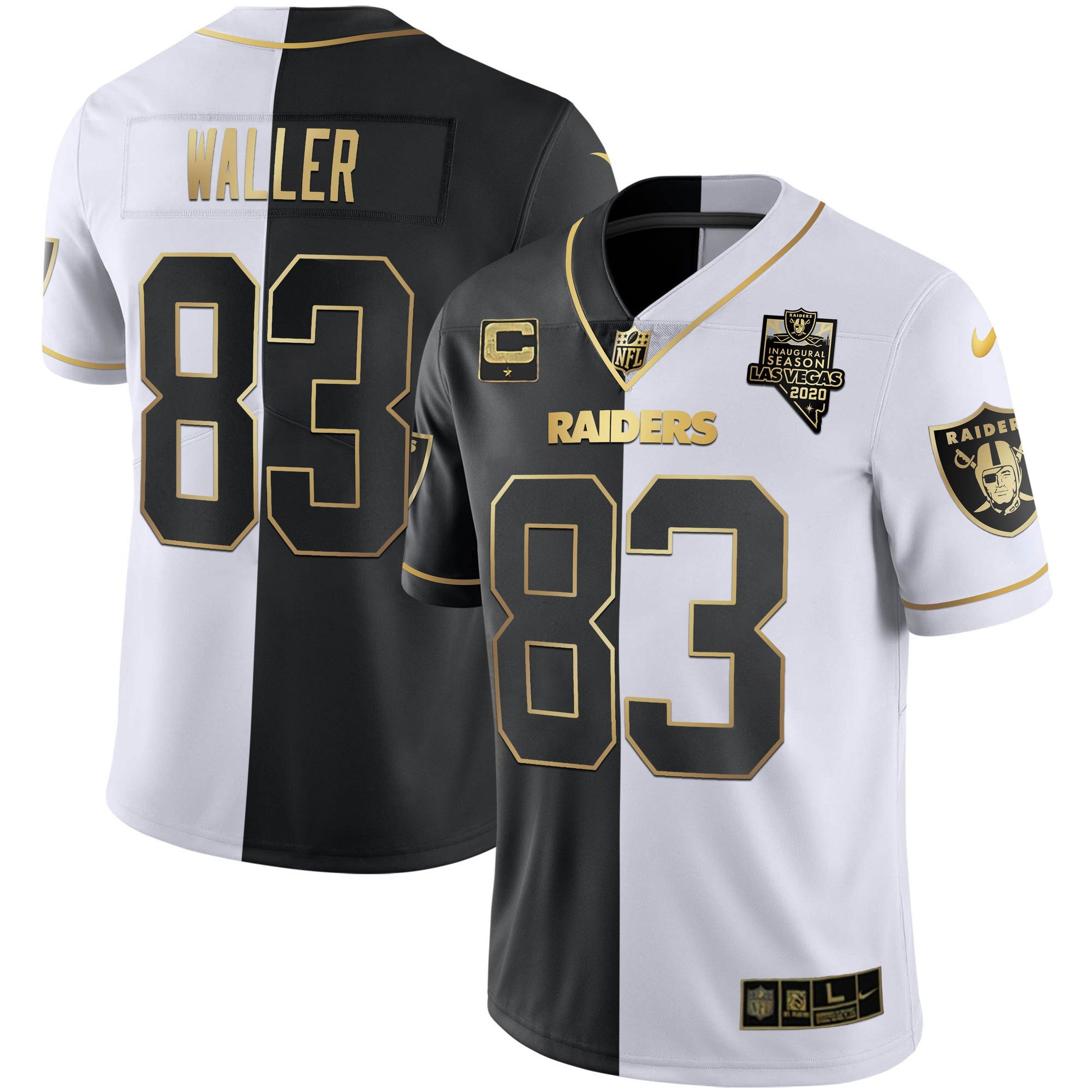 Hunk Wear - Raiders Inaugural Season Patch Gold & Split ' All Stitched ' Split Gold ' Darren Waller Jersey