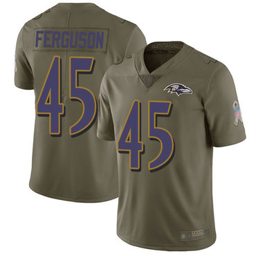 Hunk Wear - Ravens #45 Jaylon Ferguson Olive Men's Stitched Football Limited 2017 Salute To Service Jersey