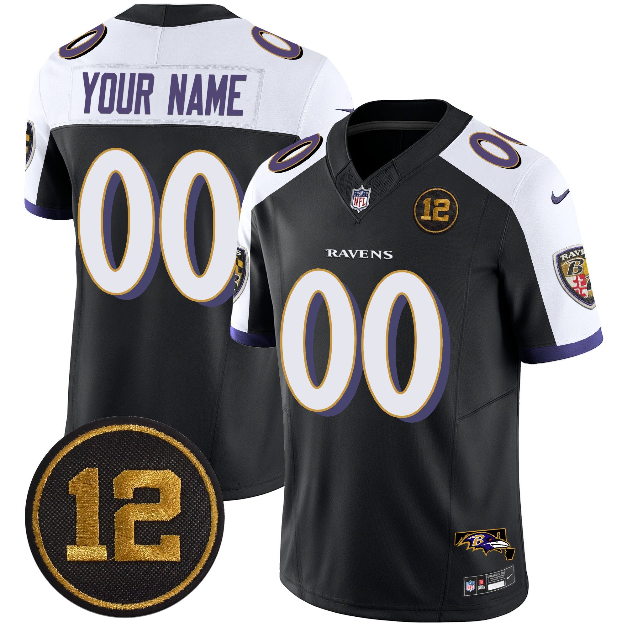Hunk Wear - Ravens Jacoby Jones Patch Vapor Limited Custom Jersey – All Stitched – Black Alternate Jersey
