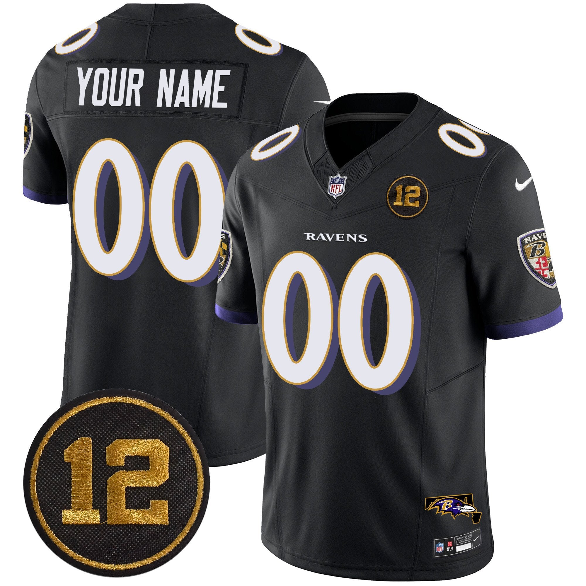 Hunk Wear - Ravens Jacoby Jones Patch Vapor Limited Custom Jersey – All Stitched – Black Jersey