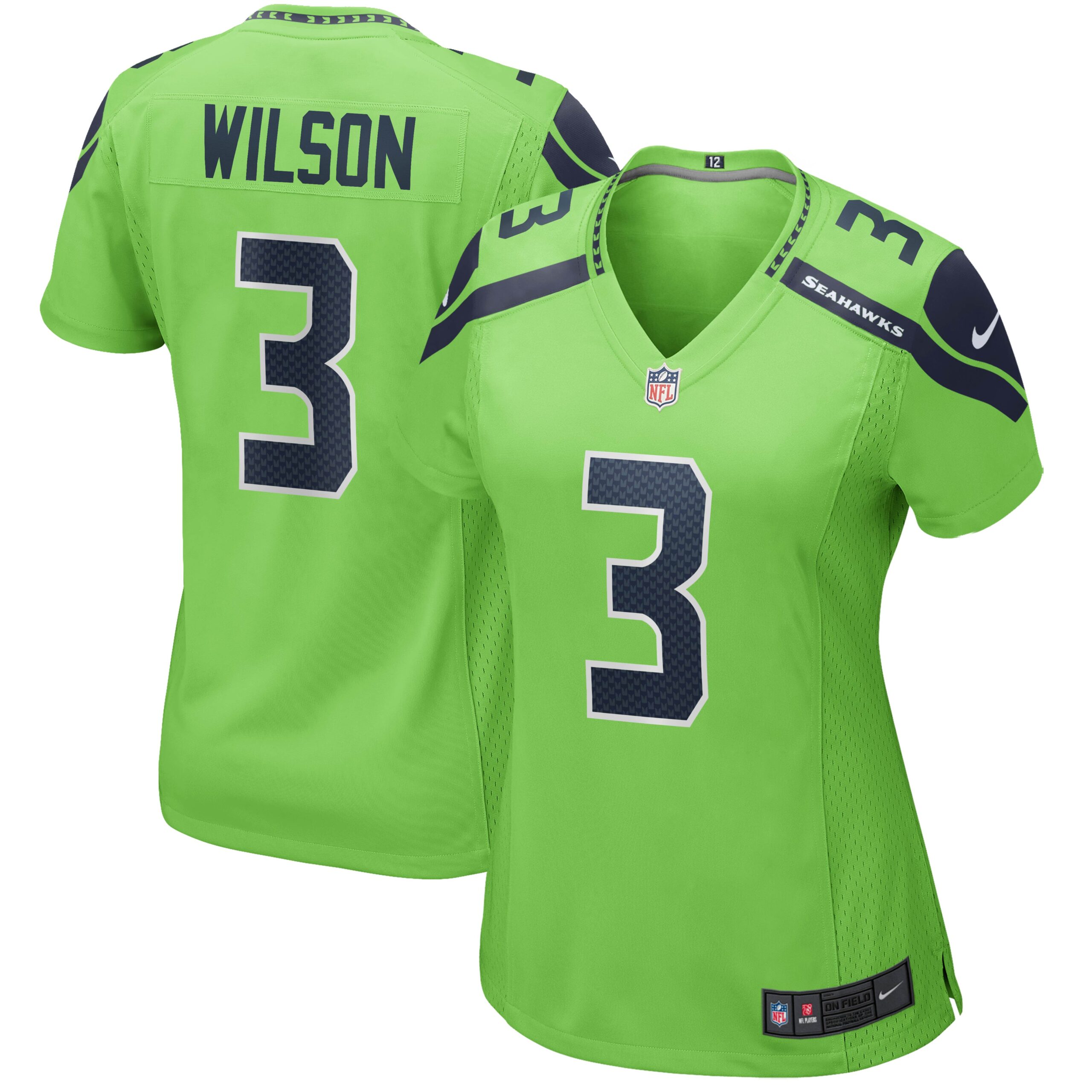 Hunk Wear - Russell Wilson Seattle Seahawks Nike Womenâ€™s Alternate Game Jersey ' Neon Green