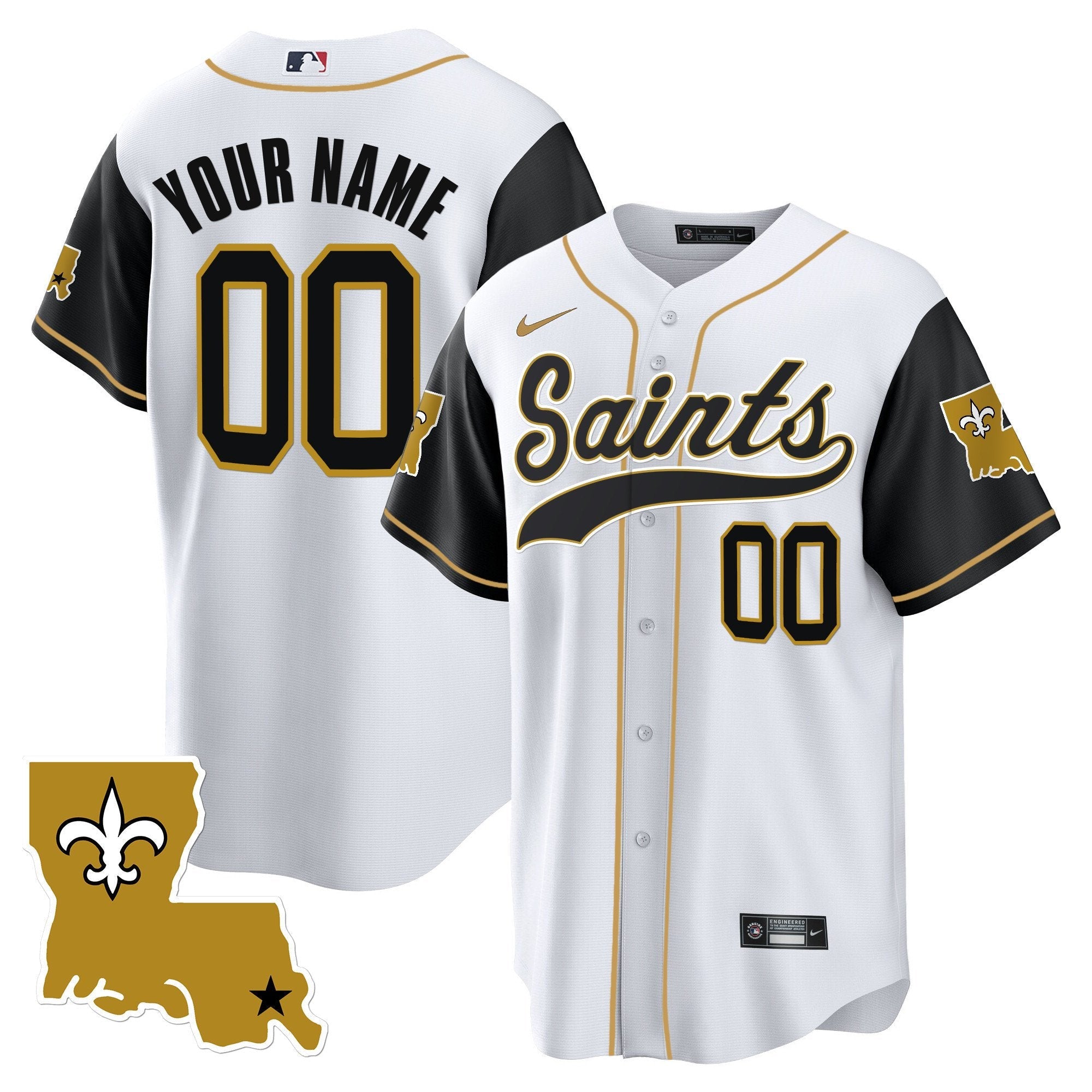 Hunk Wear - Saints 1987 Legacy Cool Base Custom Jersey – All Stitched – Black Sleeves Jersey