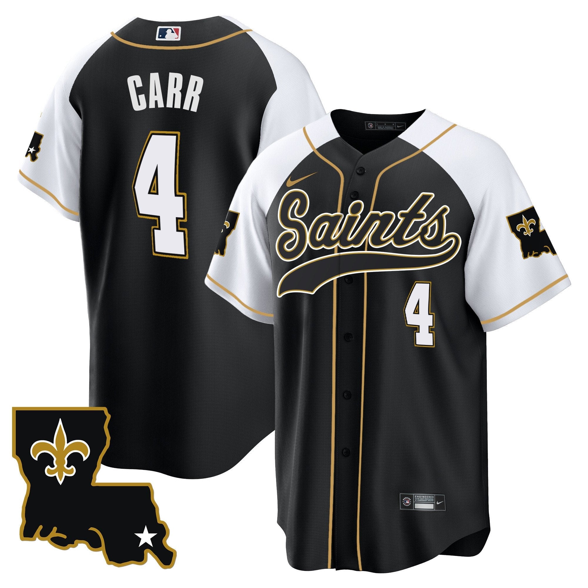 Hunk Wear - Saints 1987 Legacy Cool Base Jersey – All Stitched – Alternate – Derek Carr Jersey