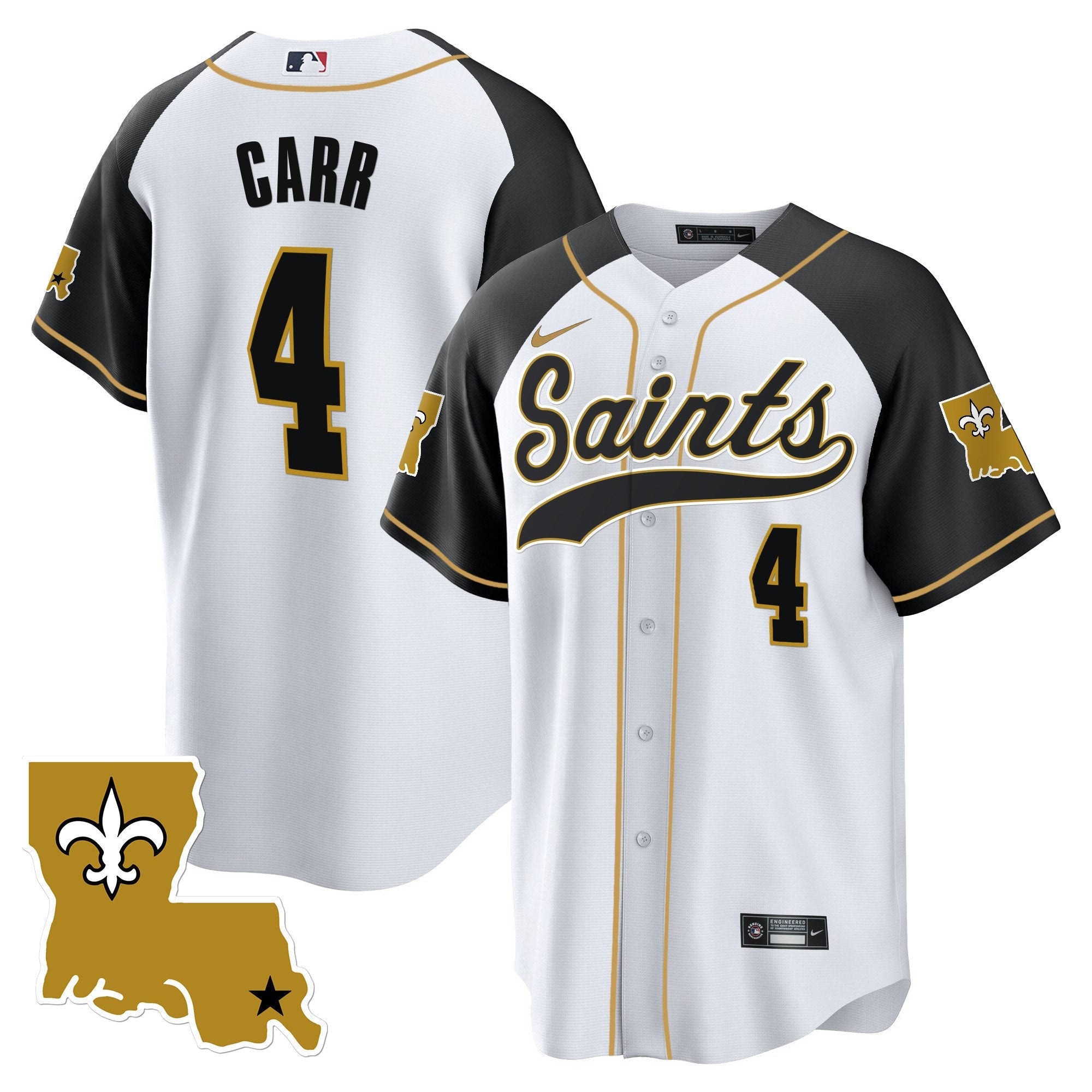Hunk Wear - Saints 1987 Legacy Cool Base Jersey – All Stitched – Inverted – Derek Carr Jersey