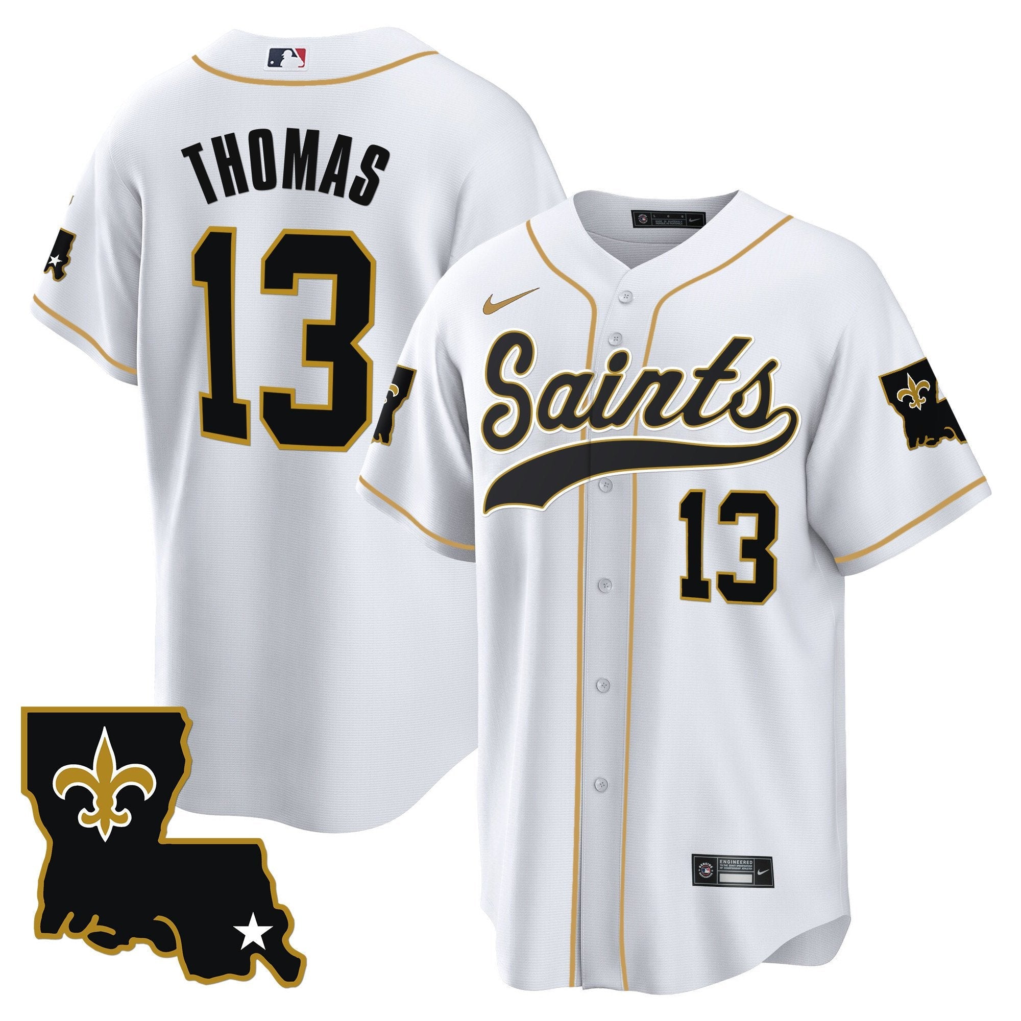 Hunk Wear - Saints 1987 Legacy Cool Base Jersey – All Stitched – White – Michael Thomas Jersey