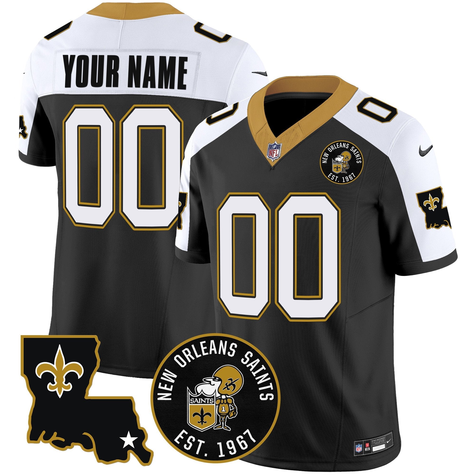 Hunk Wear - Saints EST. 1967 Patch Vapor Custom Jersey – All Stitched – Alternate Jersey